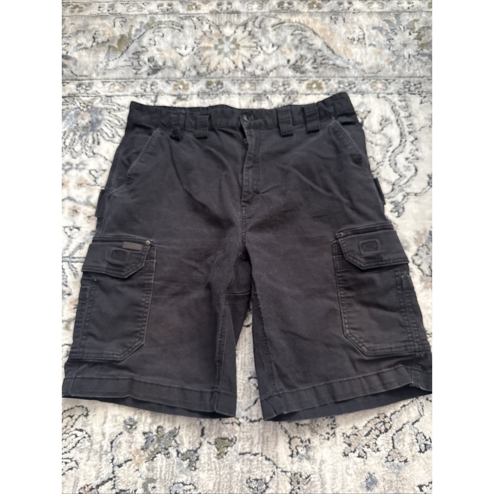 Smiths Workwear Mens Black Cargo Shorts Size 36 Utility Rugged Cotton